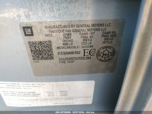 Chevrolet MALIBU LT 2018 1G1ZD5ST0JF221394 Image 9