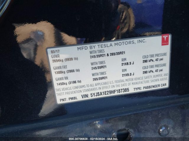 5YJSA1E29HF187385 Tesla Model S 100d/60d/75d/90d/p100d