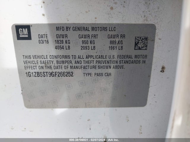 Chevrolet MALIBU LS 2016 1G1ZB5ST9GF266252 Image 9