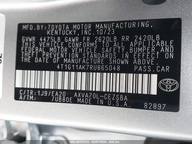 Toyota CAMRY SE 2024 4T1G11AK7RU865048 Image 9