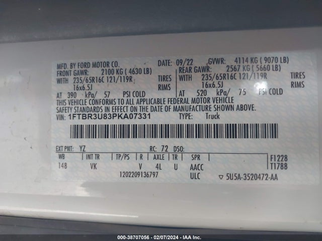 Ford Transit-250 Cargo Van 2023 1FTBR3U83PKA07331 Image 9