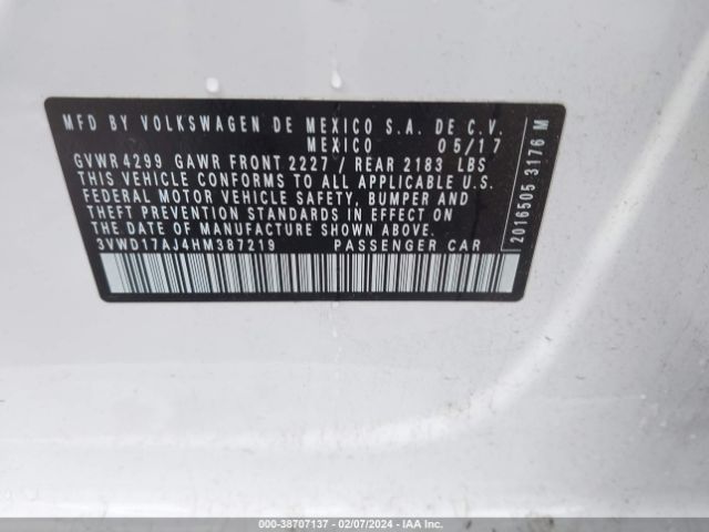 3VWD17AJ4HM387219 Volkswagen Jetta 1.8t Sport