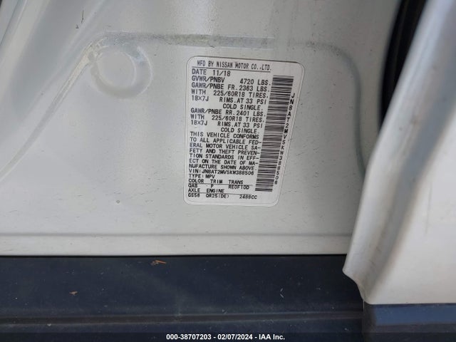 Nissan ROGUE SV 2019 JN8AT2MV5KW388506 Image 9