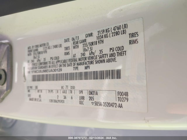 Ford Escape Titanium 2014 1FMCU0J98EUA30129 Image 9