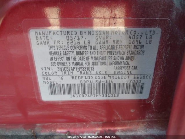 Nissan Sentra Sr Turbo 2017 3N1CB7AP7HY331013 Image 9