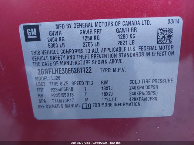 Chevrolet Equinox Ltz 2014 2GNFLHE30E6287722 Image 9