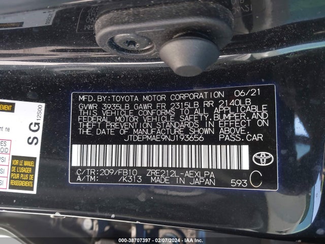 Toyota COROLLA LE 2022 JTDEPMAE9NJ193656 Image 9