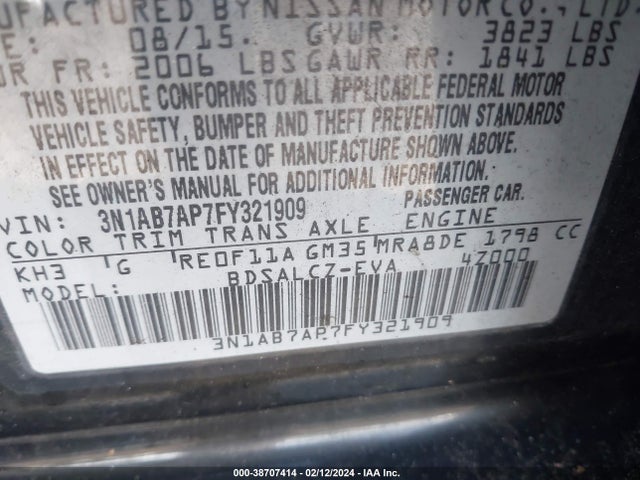 Nissan SENTRA S 2015 3N1AB7AP7FY321909 Image 9