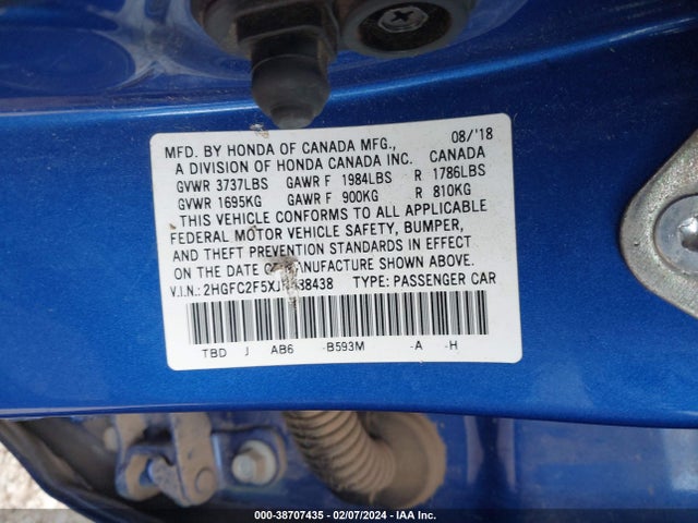 Honda Civic Lx 2018 2HGFC2F5XJH588438 Image 9