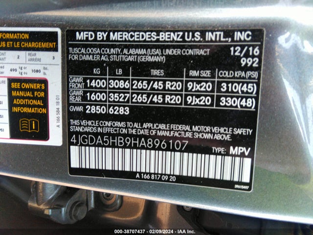 4JGDA5HB9HA896107 Mercedes-Benz Gle 350 4matic
