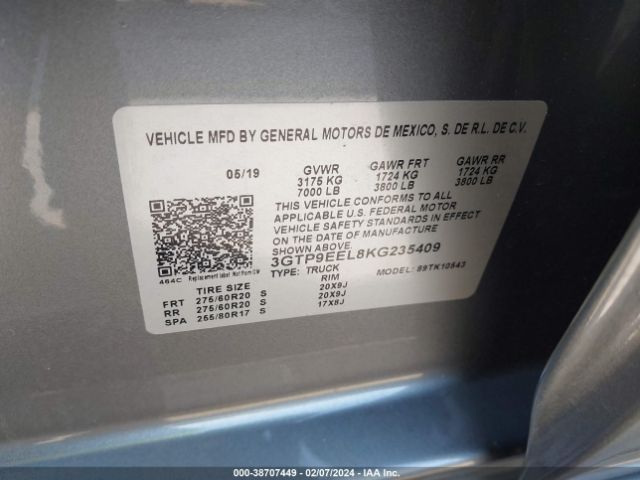 3GTP9EEL8KG235409 GMC Sierra 1500 At4