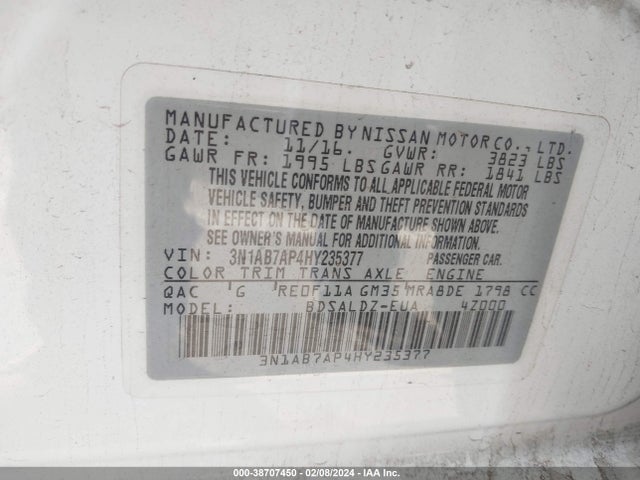 Nissan SENTRA SV 2017 3N1AB7AP4HY235377 Image 9