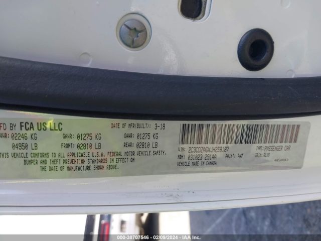 2C3CDZAGXJH258187 Dodge Challenger Sxt Plus