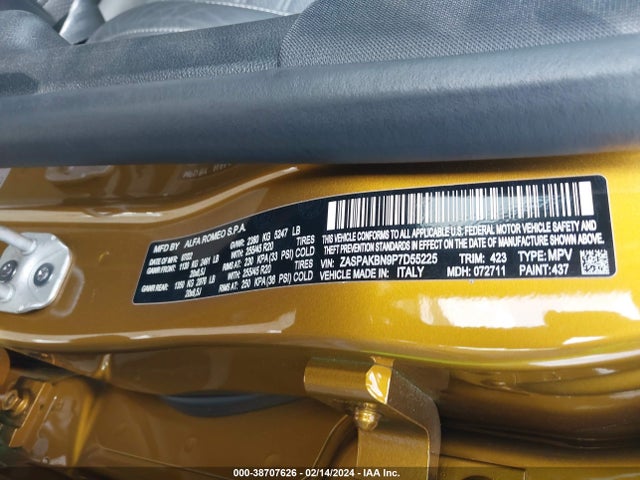 ZASPAKBN9P7D55225 Alfa Romeo Stelvio Veloce Awd