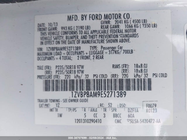 Ford Mustang V6 2014 1ZVBP8AM9E5271389 Image 9