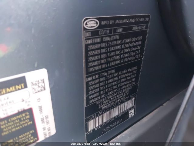 SALWV2SV4JA197162 Land Rover Range Rover Sport Hse Dynamic