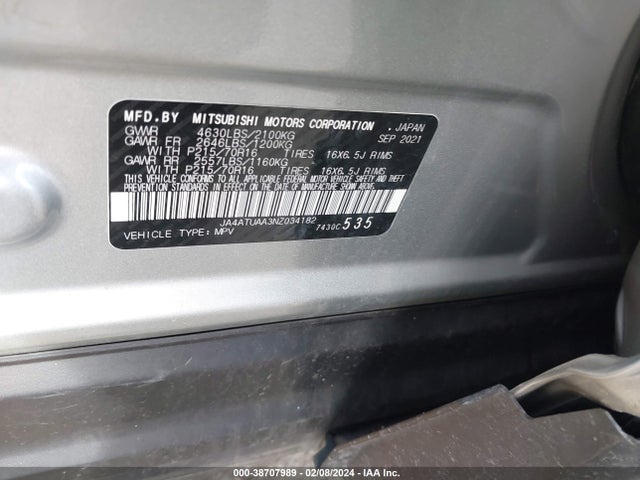 Mitsubishi Eclipse Cross Es S-awc 2022 JA4ATUAA3NZ034182 Image 9