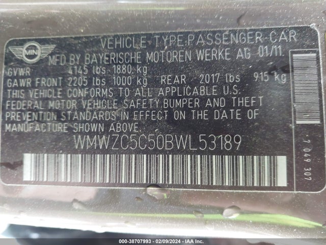 2011 MINI COOPER S COUNTRYMAN WMWZC5C50BWL53189 Photo 8