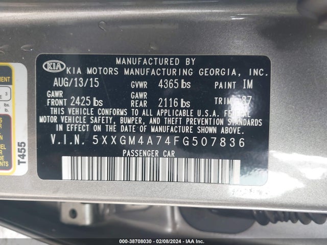 KIA Optima Lx 2015 5XXGM4A74FG507836 Image 9