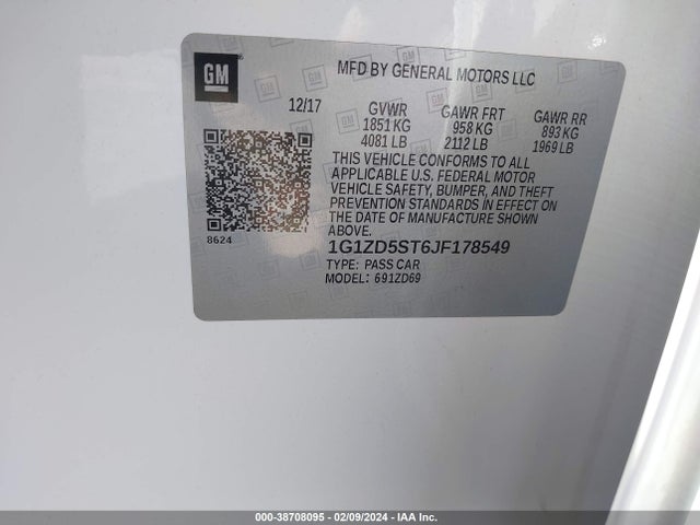 Chevrolet MALIBU LT 2018 1G1ZD5ST6JF178549 Image 9