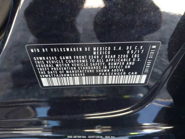 3VW5T7AJ8HM386699 Volkswagen JETTA GLI