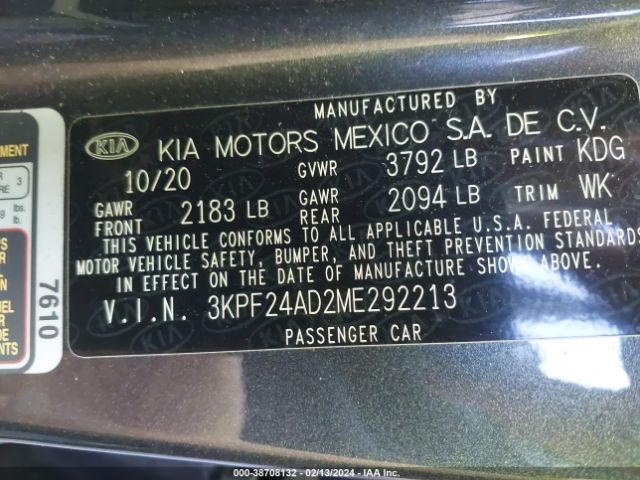 3KPF24AD2ME292213 KIA Forte Lxs