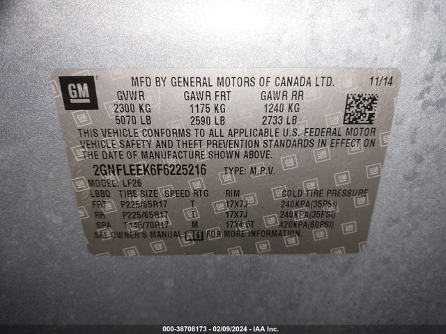 Chevrolet EQUINOX LS 2015 2GNFLEEK6F6225216 Image 9
