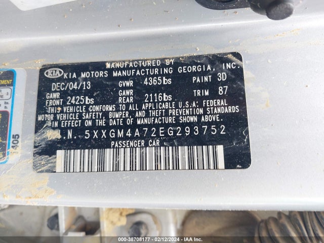 KIA Optima Lx 2014 5XXGM4A72EG293752 Image 9