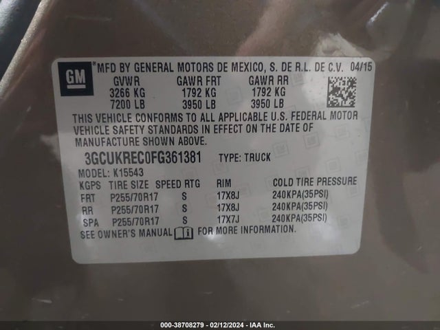 Chevrolet Silverado 1500 1lt 2015 3GCUKREC0FG361381 Image 9