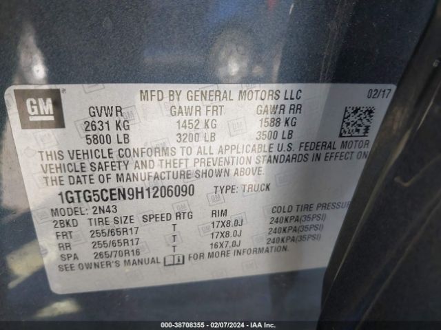 1GTG5CEN9H1206090 GMC CANYON SLE