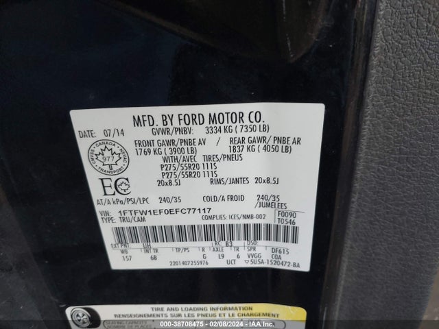 Ford F-150 Fx4 2014 1FTFW1EF0EFC77117 Image 9