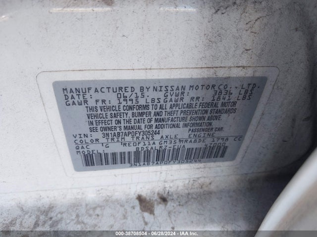 3N1AB7AP0FY305244 Nissan SENTRA SR