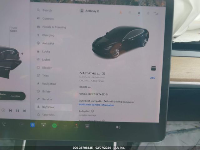 5YJ3E1EB5KF481351 Tesla Model 3 Long Range/performance
