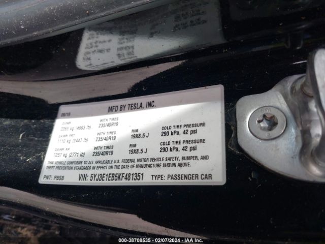 5YJ3E1EB5KF481351 Tesla Model 3 Long Range/performance