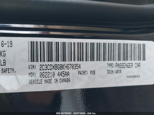 Dodge Charger Sxt Rwd 2019 2C3CDXBG8KH670354 Image 9