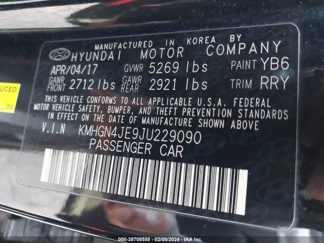 Genesis G80 3.8 2018 KMHGN4JE9JU229090 Image 9