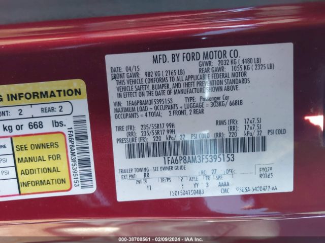 1FA6P8AM3F5395153 Ford Mustang V6