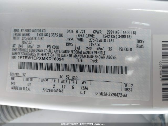 Ford F-150 Xlt 2021 1FTEW1EPXMKD16094 Image 9