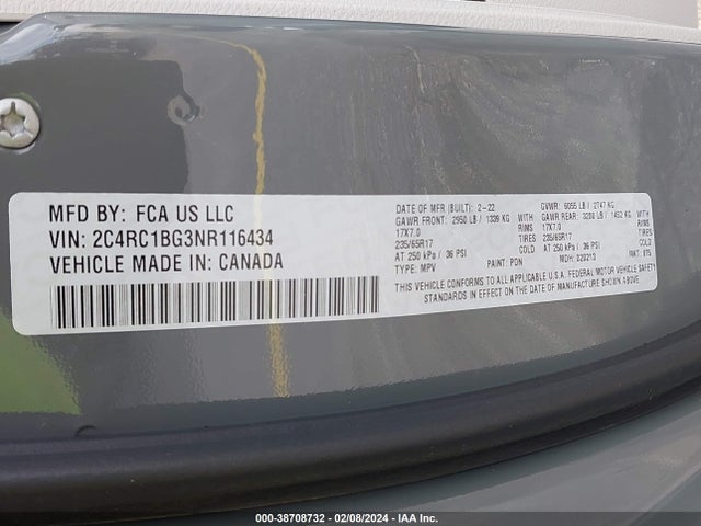 Chrysler Pacifica Touring L 2022 2C4RC1BG3NR116434 Image 9