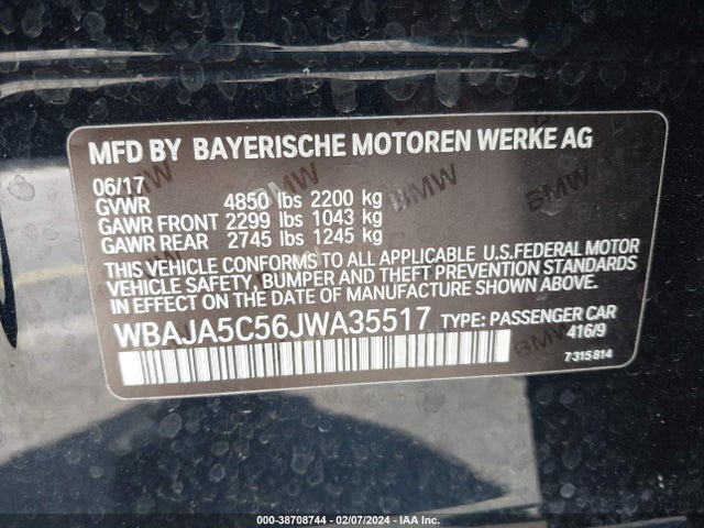 BMW 530I 2018 WBAJA5C56JWA35517 Image 9