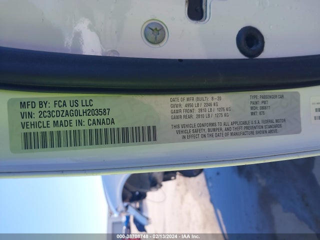 Dodge Challenger Sxt 2020 2C3CDZAG0LH203587 Image 9