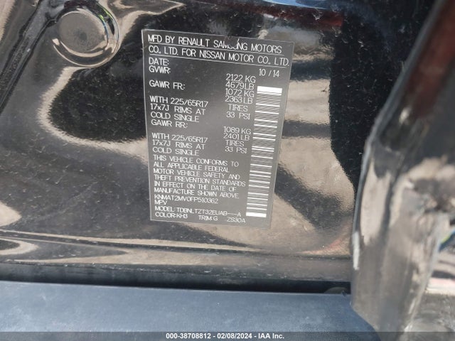 Nissan ROGUE SV 2015 KNMAT2MV0FP510362 Image 9