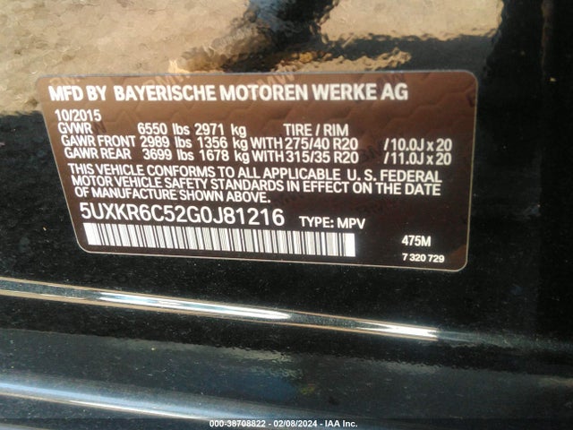 BMW X5 Xdrive50i 2016 5UXKR6C52G0J81216 Image 9