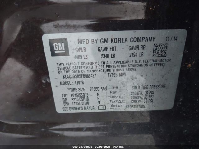 KL4CJGSB5FB089427 Buick Encore Leather