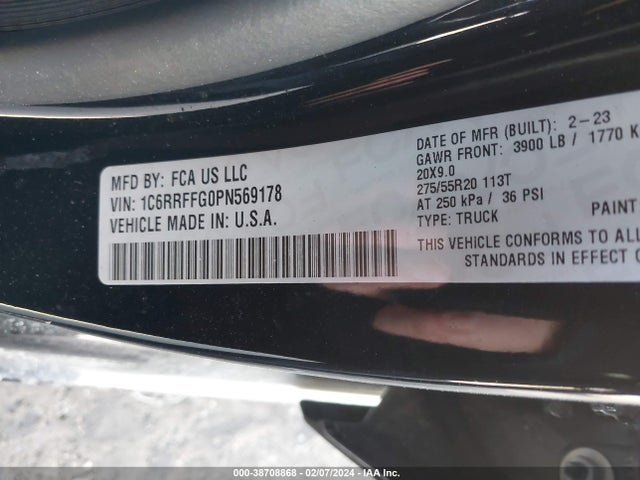 1C6RRFFG0PN569178 RAM 1500 Big Horn  4x4 5'7 Box