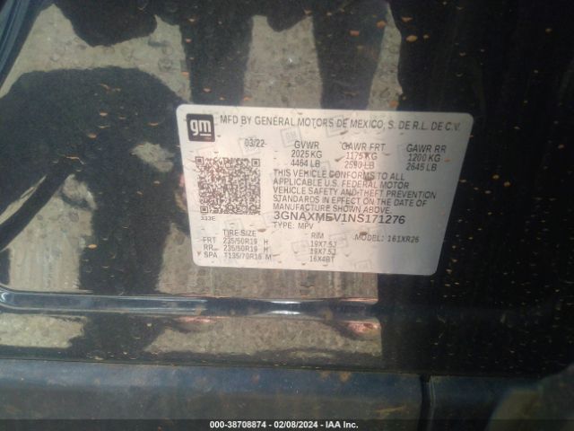 3GNAXMEV1NS171276 Chevrolet Equinox Fwd Rs