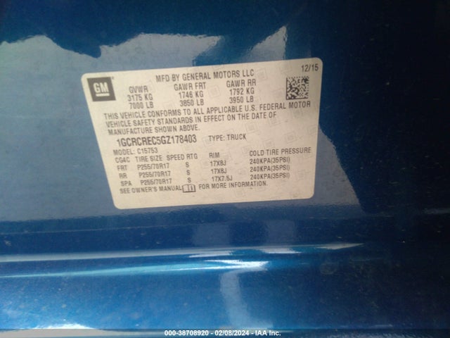 Chevrolet Silverado 1500 1lt 2016 1GCRCREC5GZ178403 Image 9