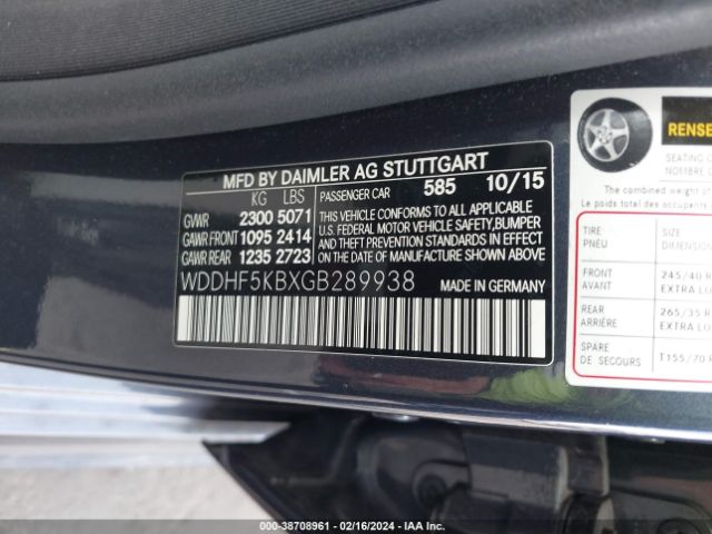WDDHF5KBXGB289938 Mercedes-Benz E 350