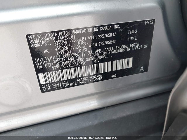 Toyota RAV4 LE 2020 2T3H1RFV8LC040836 Image 9