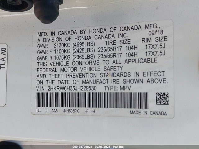 Honda CR-V LX 2018 2HKRW6H35JH229530 Image 9